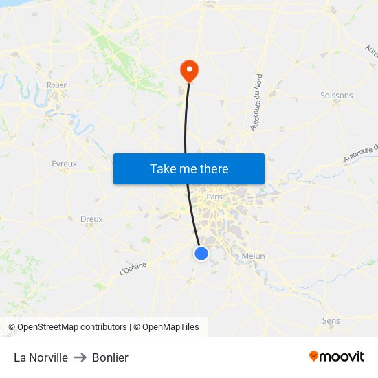 La Norville to Bonlier map