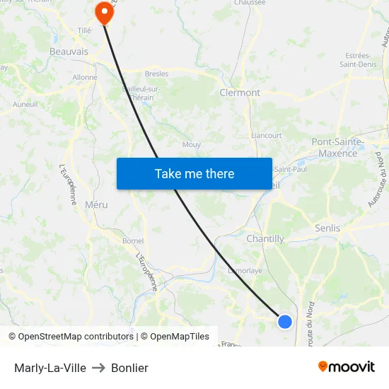 Marly-La-Ville to Bonlier map
