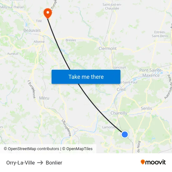 Orry-La-Ville to Bonlier map