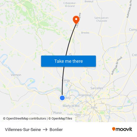 Villennes-Sur-Seine to Bonlier map