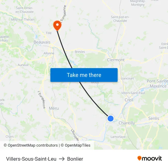 Villers-Sous-Saint-Leu to Bonlier map