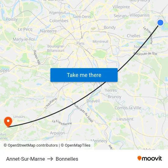 Annet-Sur-Marne to Bonnelles map