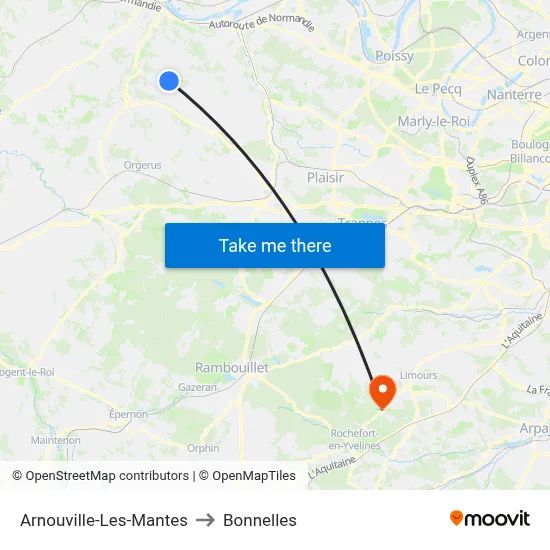 Arnouville-Les-Mantes to Bonnelles map