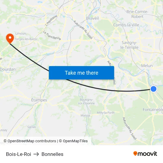 Bois-Le-Roi to Bonnelles map