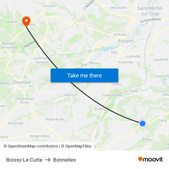 Boissy-Le-Cutte to Bonnelles map