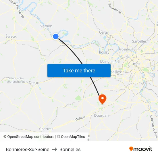 Bonnieres-Sur-Seine to Bonnelles map