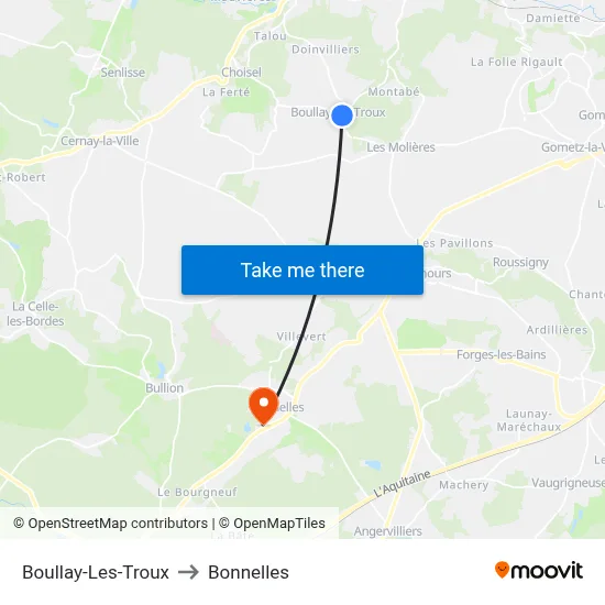 Boullay-Les-Troux to Bonnelles map