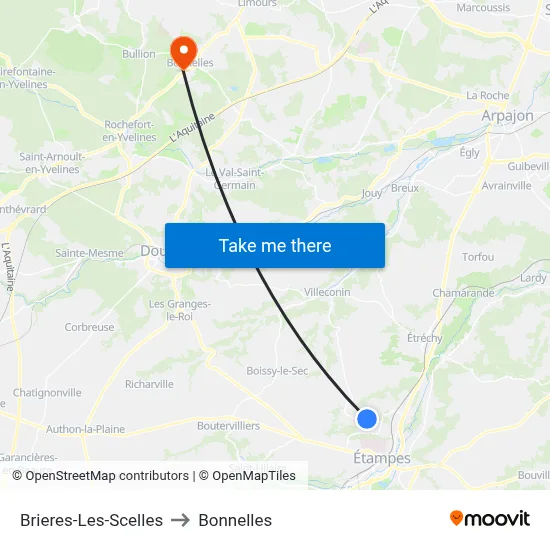 Brieres-Les-Scelles to Bonnelles map