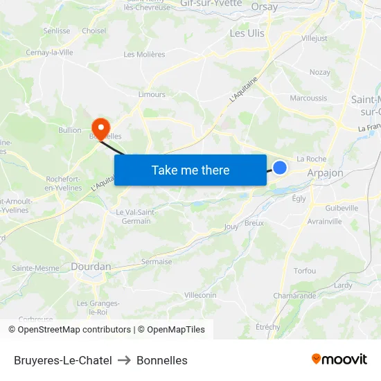 Bruyeres-Le-Chatel to Bonnelles map