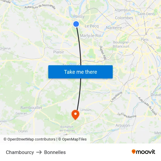 Chambourcy to Bonnelles map