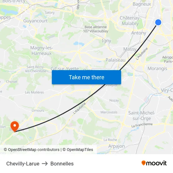 Chevilly-Larue to Bonnelles map