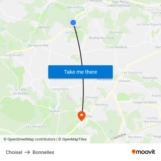 Choisel to Bonnelles map