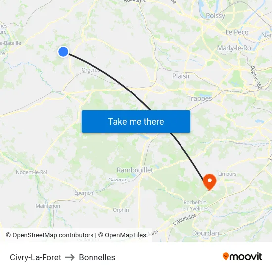Civry-La-Foret to Bonnelles map