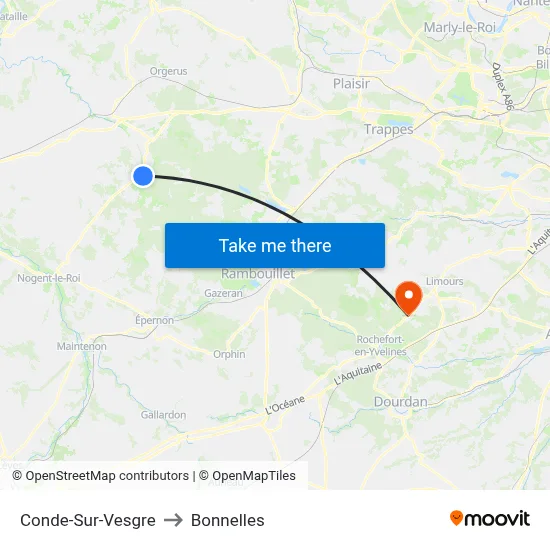 Conde-Sur-Vesgre to Bonnelles map