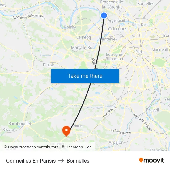 Cormeilles-En-Parisis to Bonnelles map
