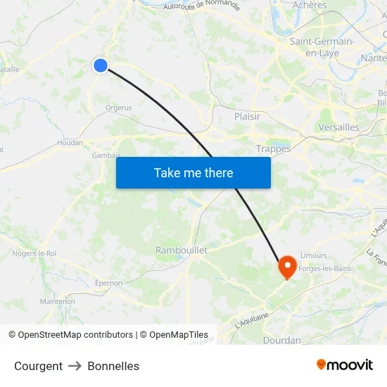Courgent to Bonnelles map