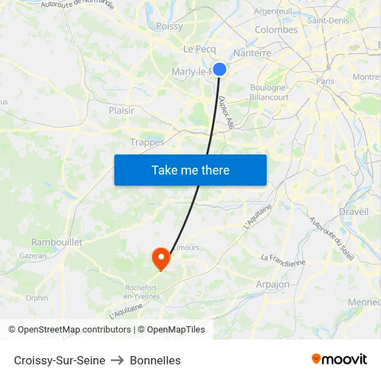 Croissy-Sur-Seine to Bonnelles map