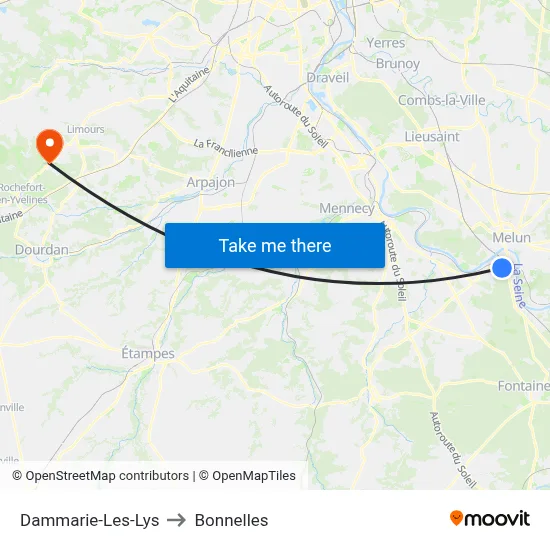 Dammarie-Les-Lys to Bonnelles map