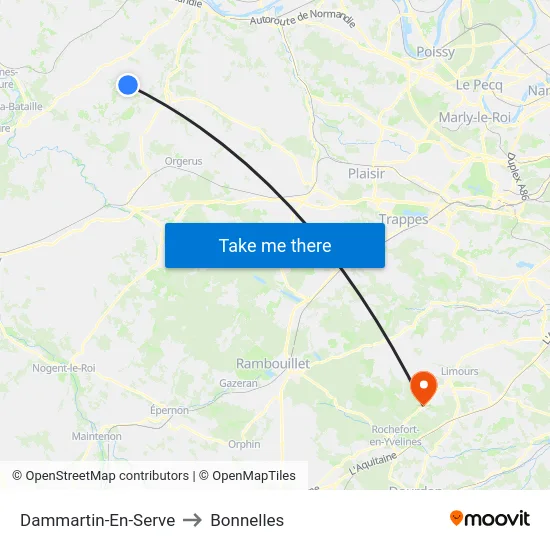 Dammartin-En-Serve to Bonnelles map