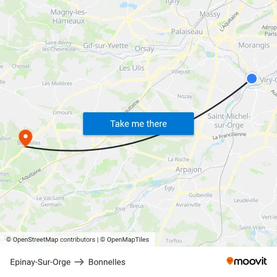 Epinay-Sur-Orge to Bonnelles map