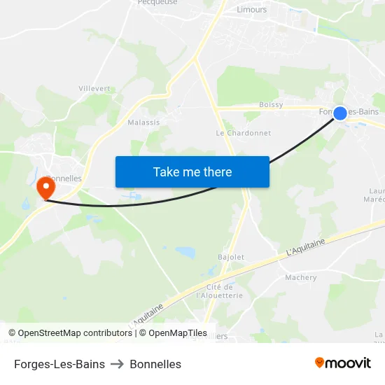 Forges-Les-Bains to Bonnelles map