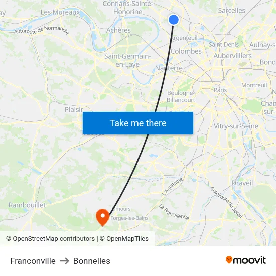 Franconville to Bonnelles map