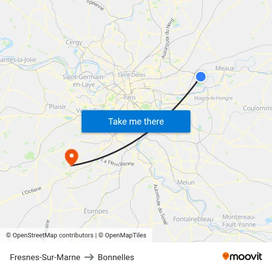 Fresnes-Sur-Marne to Bonnelles map