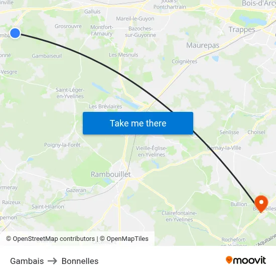 Gambais to Bonnelles map