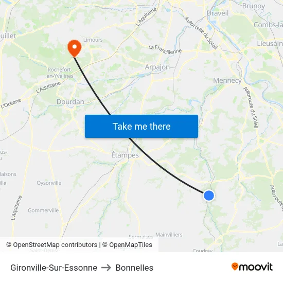 Gironville-Sur-Essonne to Bonnelles map