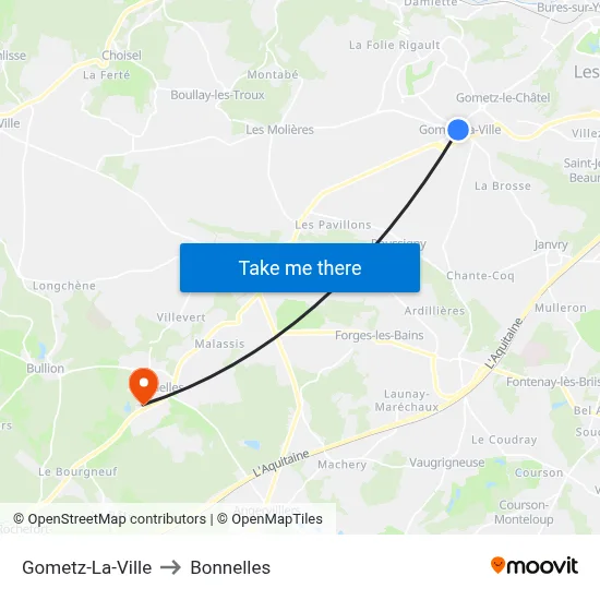 Gometz-La-Ville to Bonnelles map