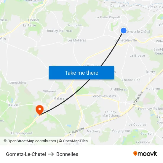 Gometz-Le-Chatel to Bonnelles map