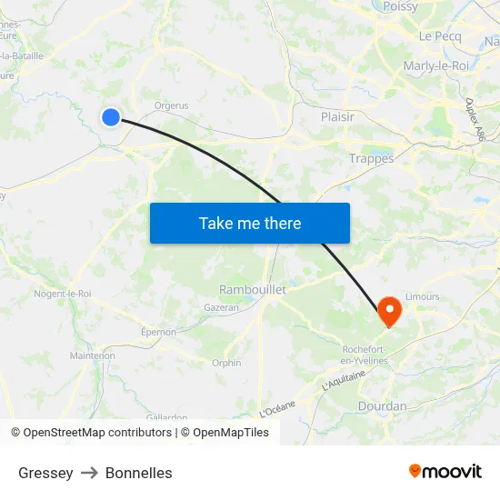 Gressey to Bonnelles map