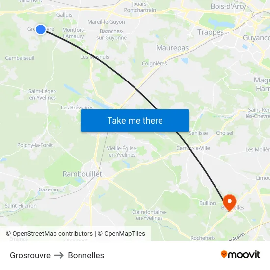 Grosrouvre to Bonnelles map