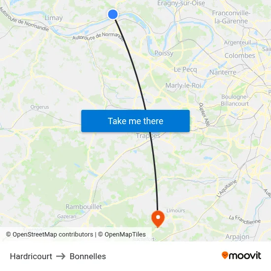 Hardricourt to Bonnelles map