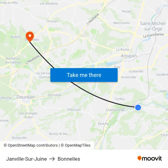 Janville-Sur-Juine to Bonnelles map