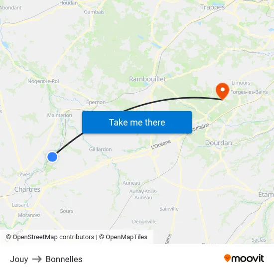 Jouy to Bonnelles map