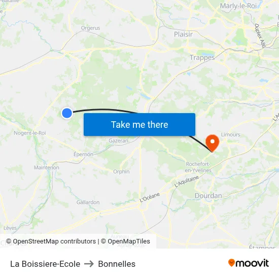 La Boissiere-Ecole to Bonnelles map