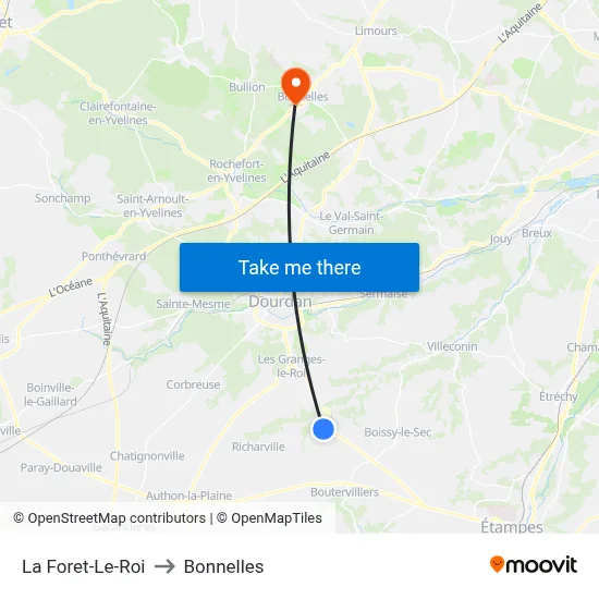 La Foret-Le-Roi to Bonnelles map