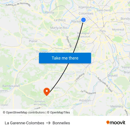 La Garenne-Colombes to Bonnelles map