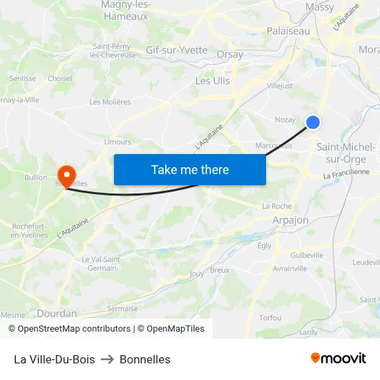 La Ville-Du-Bois to Bonnelles map