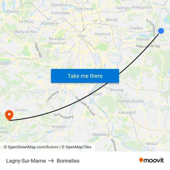 Lagny-Sur-Marne to Bonnelles map