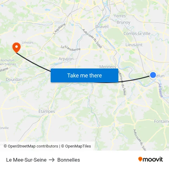 Le Mee-Sur-Seine to Bonnelles map