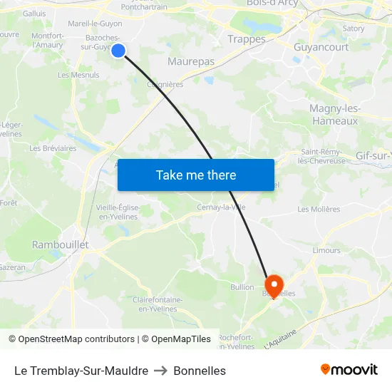 Le Tremblay-Sur-Mauldre to Bonnelles map