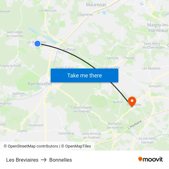 Les Breviaires to Bonnelles map