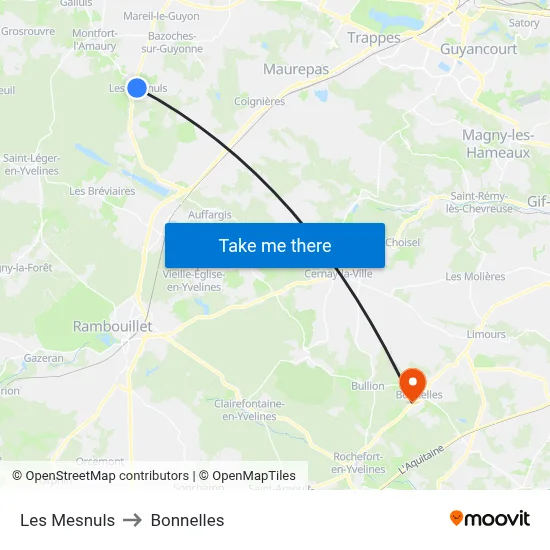 Les Mesnuls to Bonnelles map