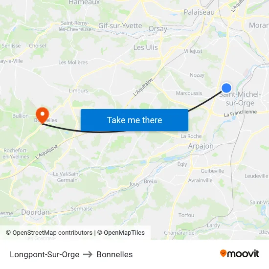 Longpont-Sur-Orge to Bonnelles map