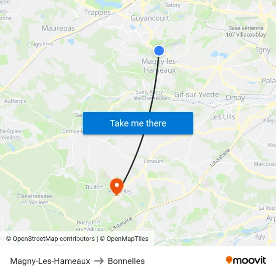 Magny-Les-Hameaux to Bonnelles map