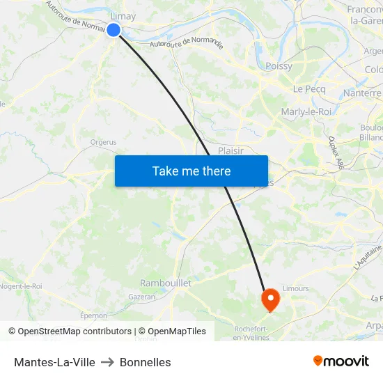 Mantes-La-Ville to Bonnelles map