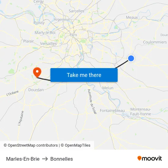 Marles-En-Brie to Bonnelles map