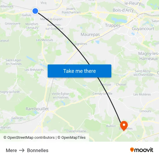 Mere to Bonnelles map
